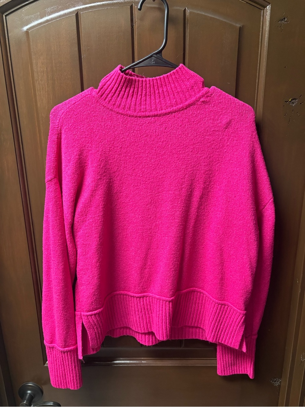 Nine West Bright Hot Pink Mock Neck Sweater
